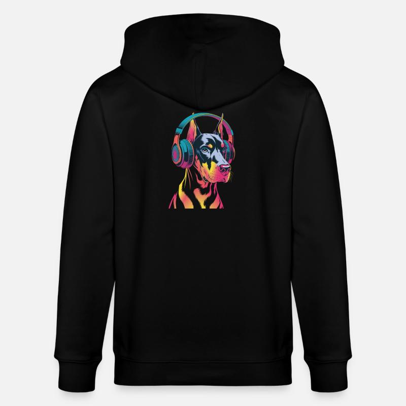 Doberman avec casque - Veste à capuche bio CULTIVATOR Stanley/Stella Unisexe - noir