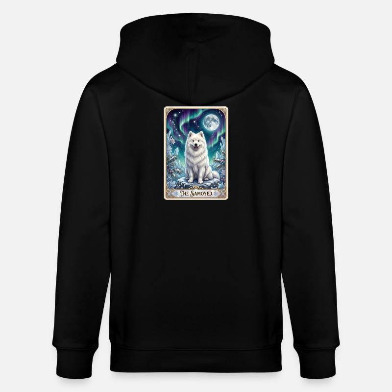 Samojede unter Nordlichtern - Stanley/Stella Unisex Bio-Kapuzenjacke CULTIVATOR  - Schwarz