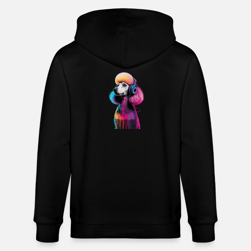 Caniche avec un casque - Veste à capuche bio CULTIVATOR Stanley/Stella Unisexe - noir