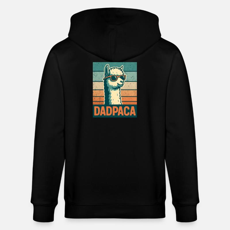 Retro Dadpaca Llama - Stanley/Stella CULTIVATOR Unisex Organic Hooded Jacket - black