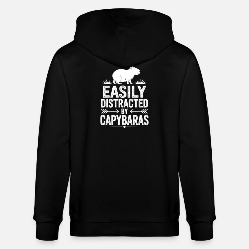 Capybara Sprüche Capybara Lustig Capybara Geschenk - Stanley/Stella Unisex Bio-Kapuzenjacke CULTIVATOR  - Schwarz