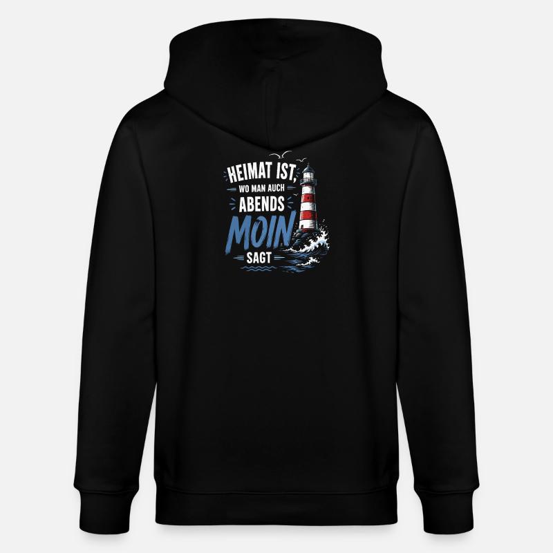 Heimat Moin Abend Leuchtturm - Stanley/Stella Unisex Bio-Kapuzenjacke CULTIVATOR  - Schwarz