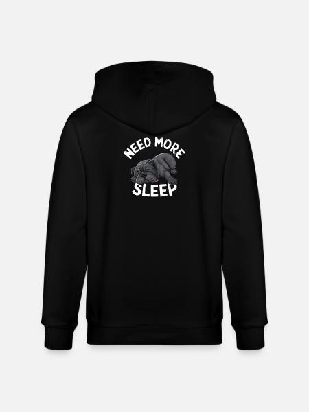Sleeping Pug Needs More Sleep - Stanley/Stella CULTIVATOR  Unisex Organic Hooded Jacket - black