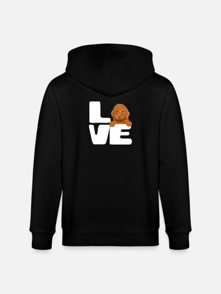 Puppy Love Typography - Stanley/Stella CULTIVATOR  Unisex Organic Hooded Jacket - black