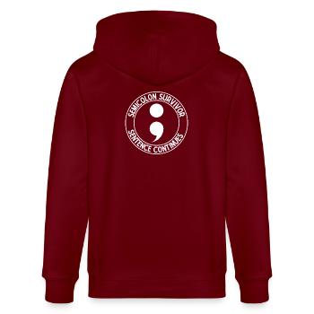 Semi Colon Survivor Sentence Semicolon - Stanley/Stella CULTIVATOR  Unisex Organic Hooded Jacket - burgundy - Back - Anna (173cm)