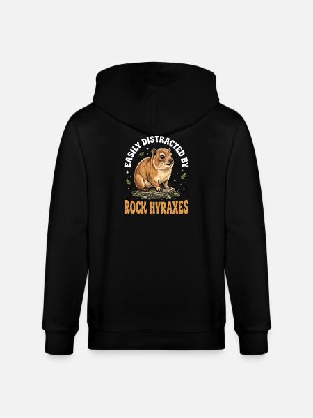 Easily distracted by rock hyraxes - Stanley/Stella CULTIVATOR Unisex Organic Hooded Jacket - black