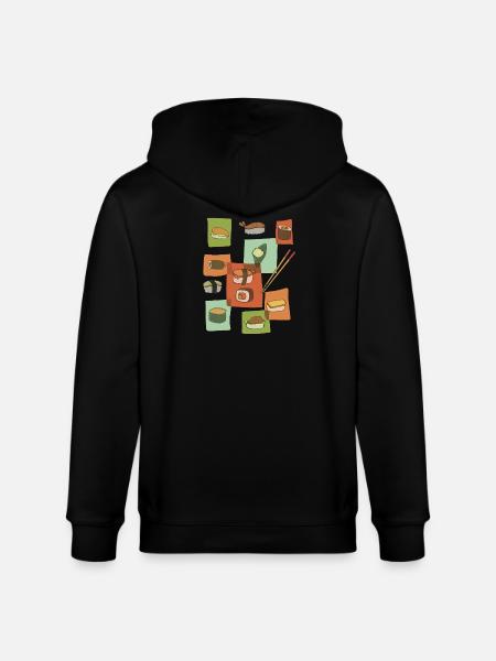 Kunterbuntes Sushi Pop art - Stanley/Stella Unisex Bio-Kapuzenjacke CULTIVATOR  - Schwarz