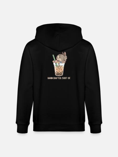 Cute Bunny Funny Boba Bubble Tea - Stanley/Stella CULTIVATOR  Unisex Organic Hooded Jacket - black