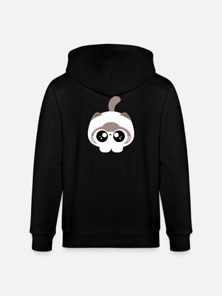 Kawaii Cat with Starry Eyes - Stanley/Stella CULTIVATOR Unisex Organic Hooded Jacket - black