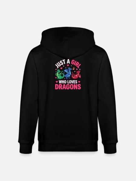 Nur ein drachenliebendes Mädchen - Stanley/Stella Unisex Bio-Kapuzenjacke CULTIVATOR - Schwarz
