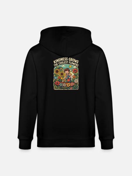 Kindness makes the coolest flowers grow - Stanley/Stella CULTIVATOR Unisex Organic Hooded Jacket - black