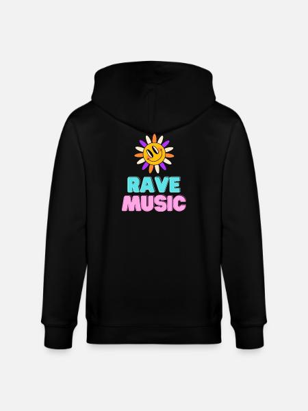 Sunshine Rave Music Neon Design - Stanley/Stella CULTIVATOR  Unisex Organic Hooded Jacket - black