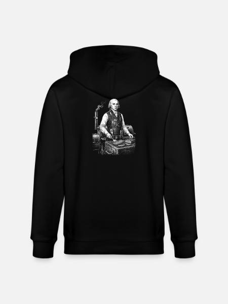 James Madison grilling a BBQ - Stanley/Stella CULTIVATOR  Unisex Organic Hooded Jacket - black