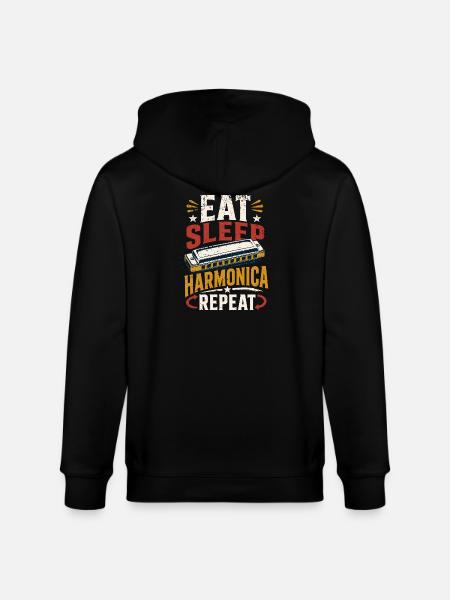Instrument Harmonica Repeat Music Harmonica - Stanley/Stella CULTIVATOR Unisex Organic Hooded Jacket - black