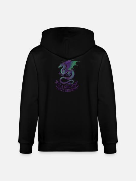 Drachenliebe: Mädchen Motiv - Stanley/Stella Unisex Bio-Kapuzenjacke CULTIVATOR  - Schwarz
