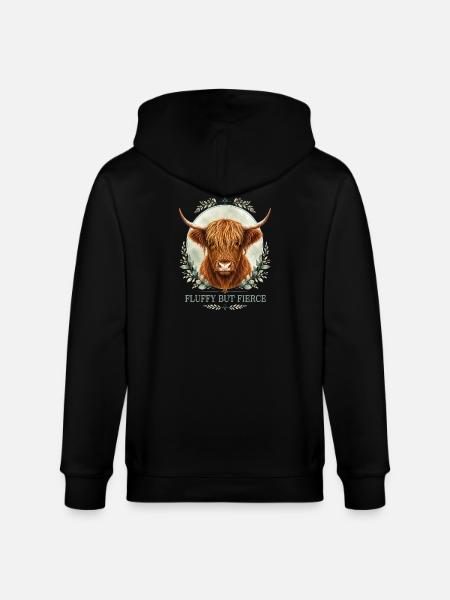 Fluffy but Fierce Highlander Collection - Stanley/Stella CULTIVATOR  Unisex Organic Hooded Jacket - black