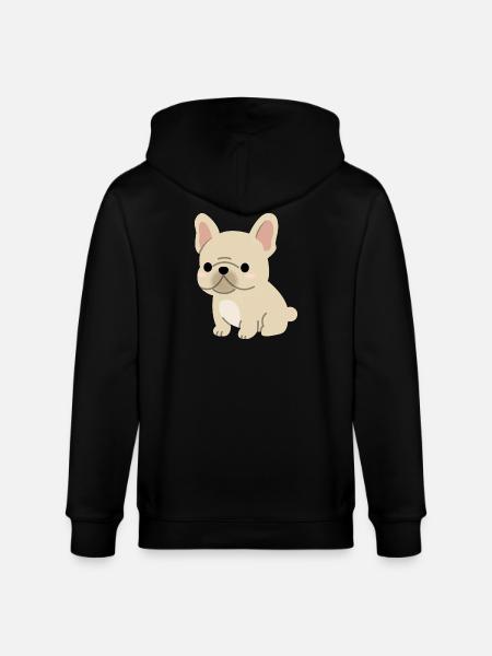 Charming French Bulldog Illustration - Stanley/Stella CULTIVATOR Unisex Organic Hooded Jacket - black
