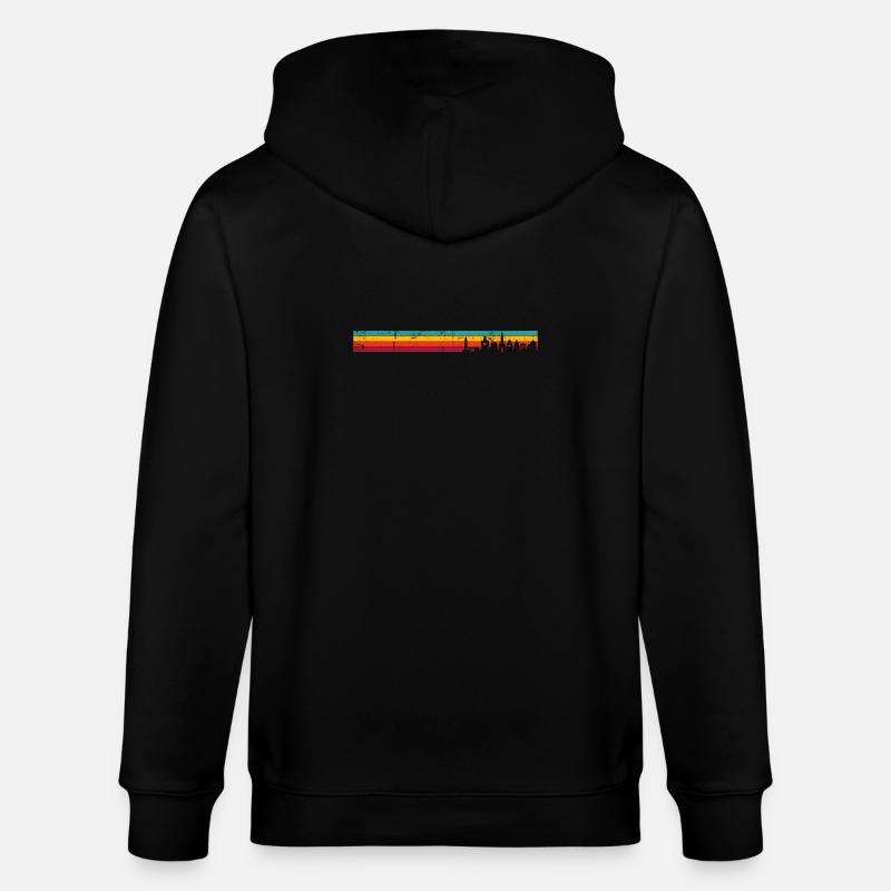 Rétro coucher de soleil Skyline rayures - Veste à capuche bio CULTIVATOR Stanley/Stella Unisexe - noir