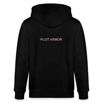 Lustige Sprüche über Plot Armor im Kino - Stanley/Stella Unisex Bio-Kapuzenjacke CULTIVATOR  - Schwarz - Hinten - Anna (173cm)