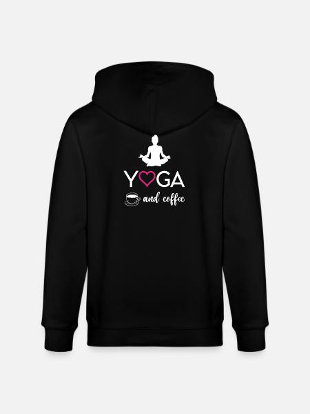 Yoga and Coffee - Stanley/Stella CULTIVATOR Unisex Organic Hooded Jacket - black