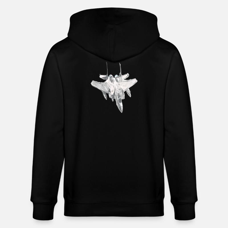 F15-Jagdflugzeugpilot-Luftfahrtshirt-Geschenkidee - Stanley/Stella Unisex Bio-Kapuzenjacke CULTIVATOR  - Schwarz