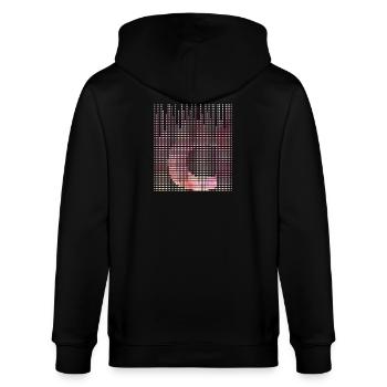Blumenverlauf mit Schriftzug - Stanley/Stella Unisex Bio-Kapuzenjacke CULTIVATOR  - Schwarz - Hinten - Anna (173cm)