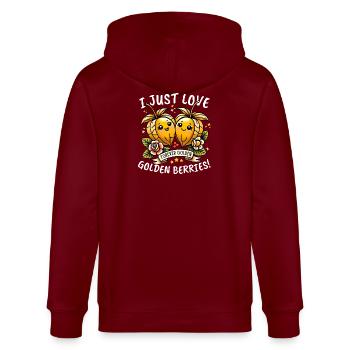 Charming Kawaii Style I Just Love Golden Berries - Stanley/Stella CULTIVATOR  Unisex Organic Hooded Jacket - burgundy - Back - Anna (173cm)