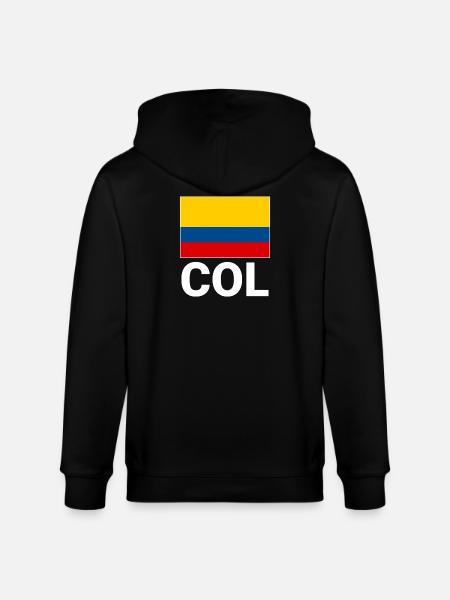 Colombia flag with abbreviation COL - Stanley/Stella CULTIVATOR  Unisex Organic Hooded Jacket - black