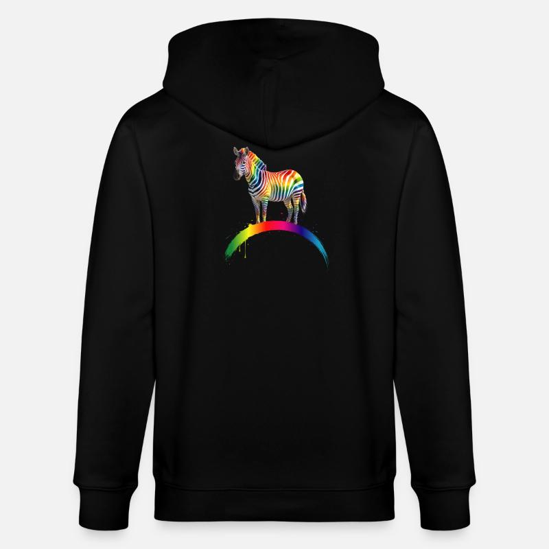 Regenbogen Zebra Farbverlauf Kunst Design - Stanley/Stella Unisex Bio-Kapuzenjacke CULTIVATOR - Schwarz