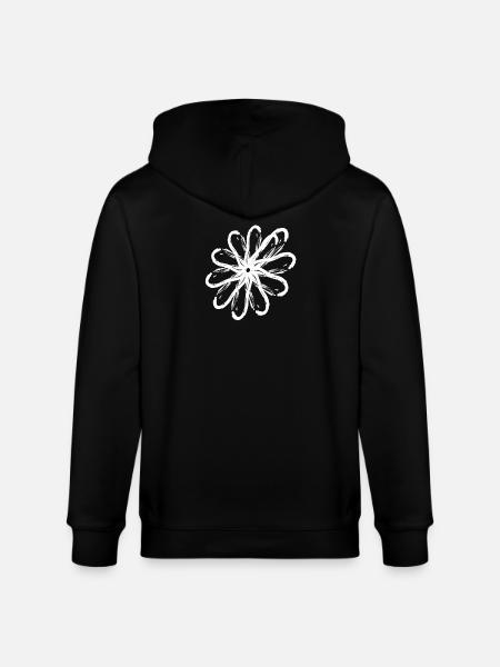 Muster Umrandungseffekt flower white - Stanley/Stella Unisex Bio-Kapuzenjacke CULTIVATOR  - Schwarz