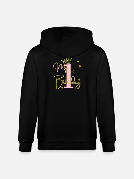My 1st Birthday - Stanley/Stella CULTIVATOR Unisex Organic Hooded Jacket - black