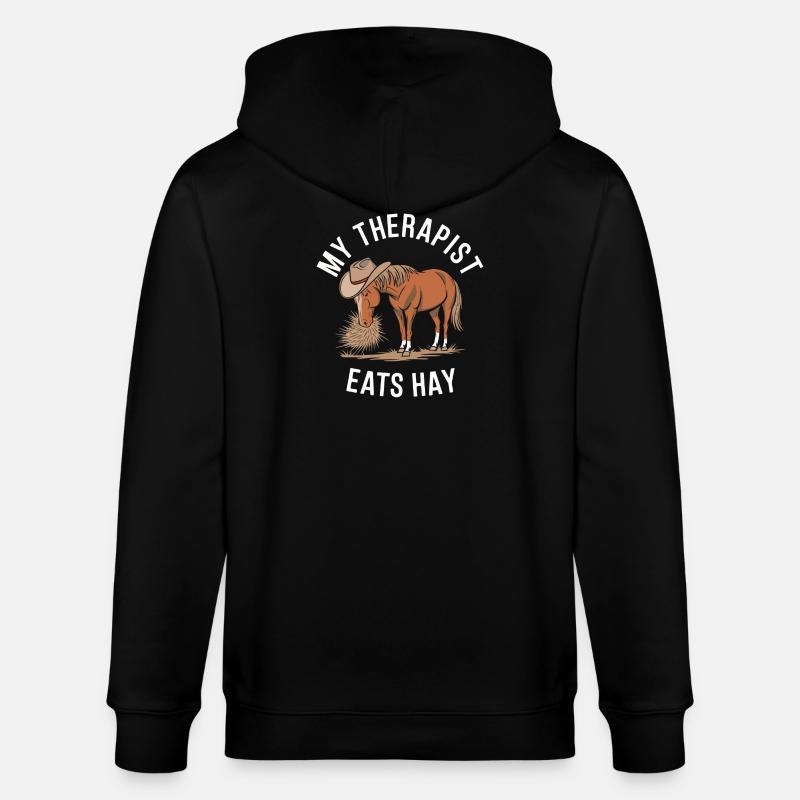 My Therapist Eats Hay - Stanley/Stella CULTIVATOR Unisex Organic Hooded Jacket - black