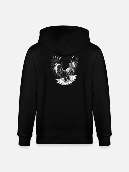 Proud bald eagle in flight - Stanley/Stella CULTIVATOR Unisex Organic Hooded Jacket - black