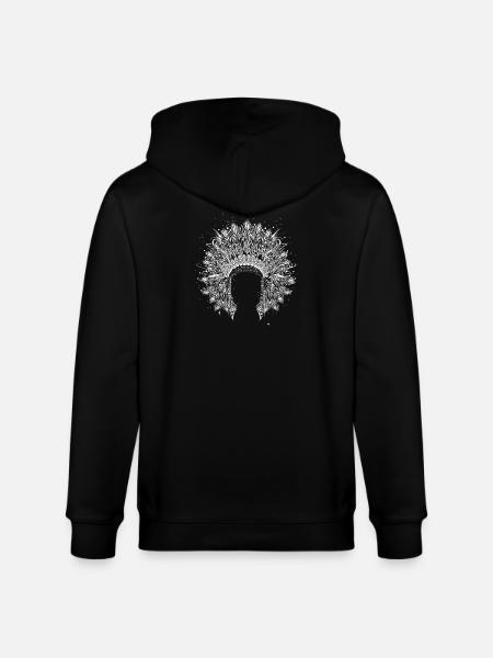 Magnificent feather headdress – detailed artwork - Stanley/Stella CULTIVATOR  Unisex Organic Hooded Jacket - black