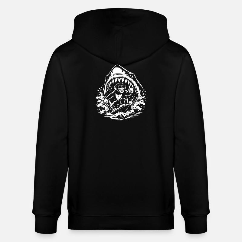 Surfaffe in Shark Wave - Stanley/Stella Unisex Bio-Kapuzenjacke CULTIVATOR  - Schwarz