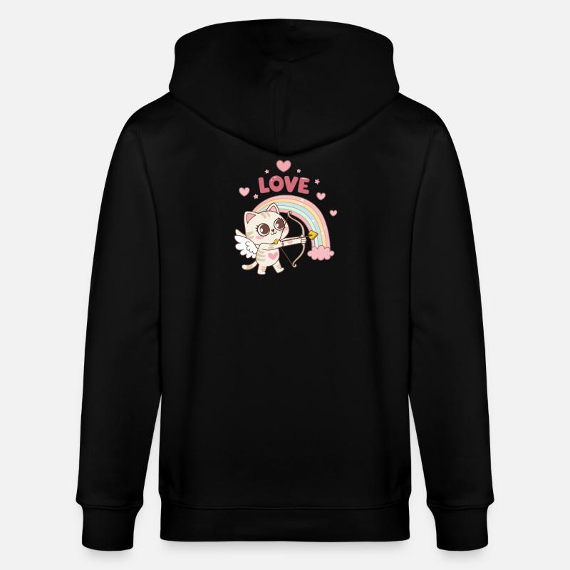 Chat céleste arcenciel amour - Veste à capuche bio CULTIVATOR Stanley/Stella Unisexe - noir