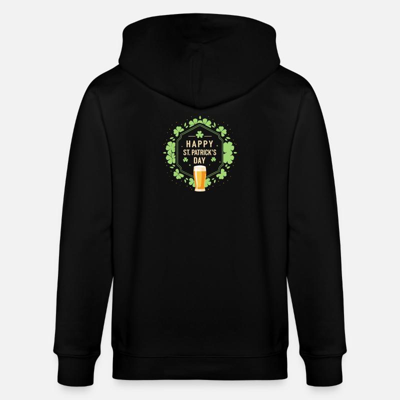 Saint Patrick Bière et Trèfles - Veste à capuche bio CULTIVATOR Stanley/Stella Unisexe - noir