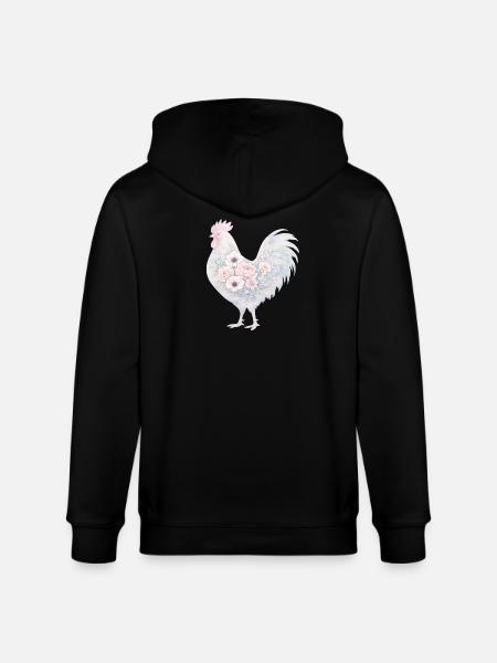 Hahn Blumen Aquarell - Stanley/Stella Unisex Bio-Kapuzenjacke CULTIVATOR - Schwarz
