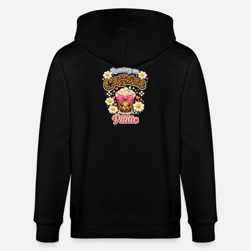 Coffee Chaos Patch Leopard Latte - Stanley/Stella CULTIVATOR  Unisex Organic Hooded Jacket - black