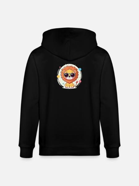 Cute Lion Sunglasses - Stanley/Stella CULTIVATOR Unisex Organic Hooded Jacket - black