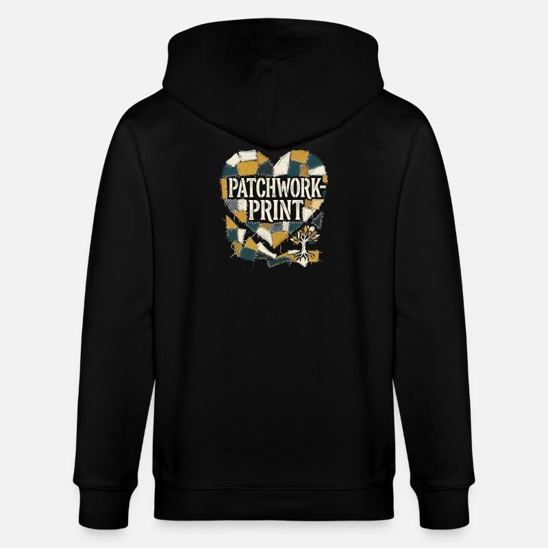 Patchwork Print - Stanley/Stella Unisex Bio-Kapuzenjacke CULTIVATOR  - Schwarz