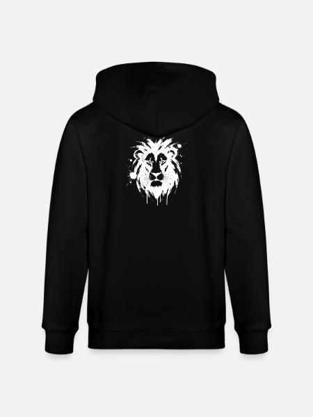 Lion Blanc Éclaboussures Peinture - Veste à capuche bio CULTIVATOR Stanley/Stella Unisexe - noir