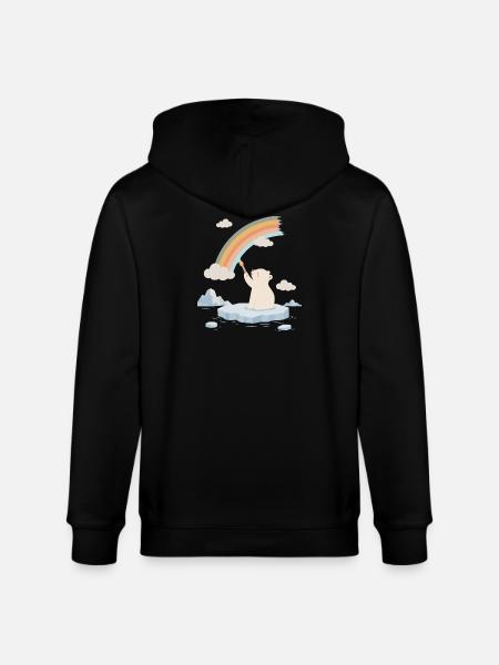 Polar bear paints a rainbow - Stanley/Stella CULTIVATOR Unisex Organic Hooded Jacket - black