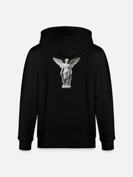 Winged Guardian Angel with Sword - Stanley/Stella CULTIVATOR Unisex Organic Hooded Jacket - black
