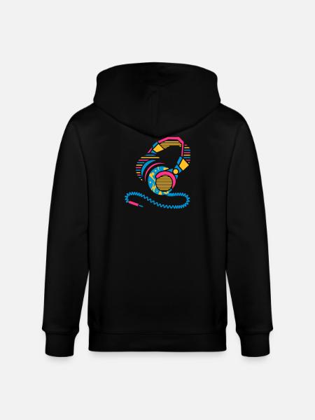 Headphones of patterns and stripes - Stanley/Stella CULTIVATOR  Unisex Organic Hooded Jacket - black