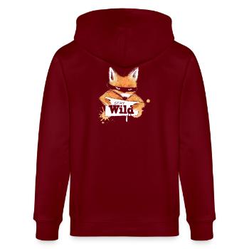 Fuchs mit einer Nachricht - Stanley/Stella Unisex Bio-Kapuzenjacke CULTIVATOR  - Burgunderrot - Hinten - Anna (173cm)