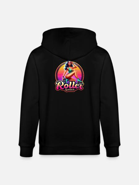 Vibrant Roller Queen Illustration - Stanley/Stella CULTIVATOR  Unisex Organic Hooded Jacket - black
