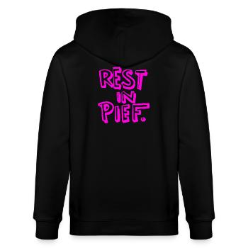 REST IN PIEF (R.I.P.) Pink - Stanley/Stella CULTIVATOR  Unisex Organic Hooded Jacket - black - Back - Anna (173cm)
