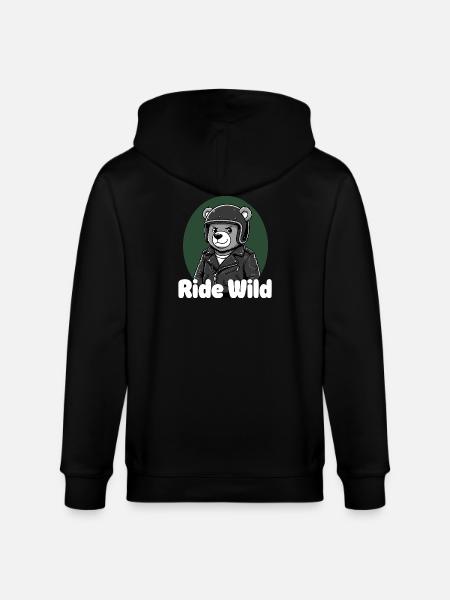 Ride Wild Bear Rider - Stanley/Stella CULTIVATOR  Unisex Organic Hooded Jacket - black