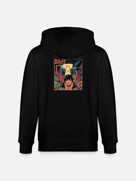 Manga UFO Invasion Neon Stadt - Stanley/Stella Unisex Bio-Kapuzenjacke CULTIVATOR - Schwarz
